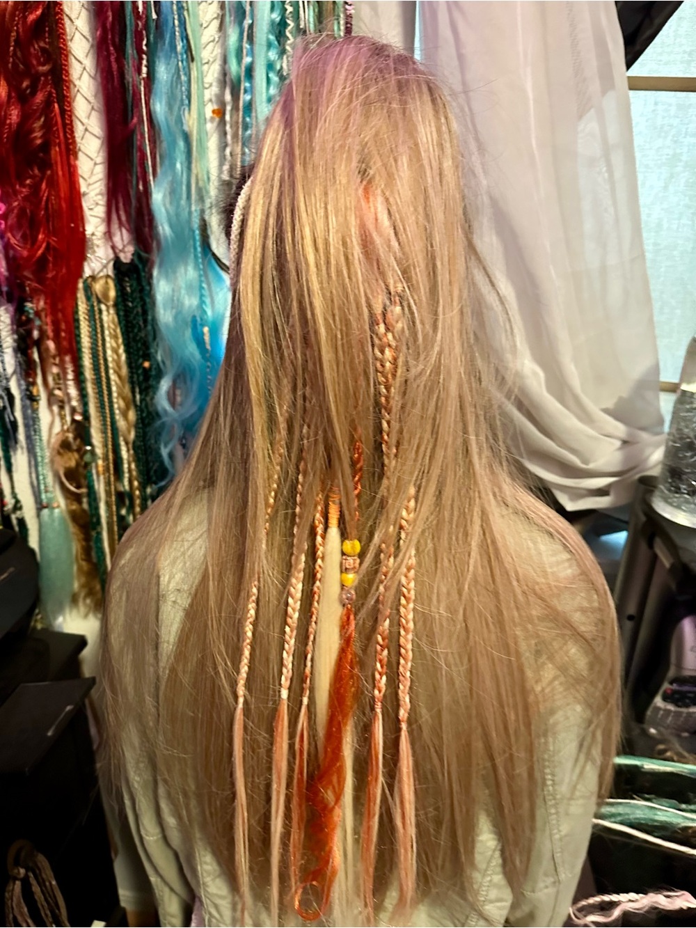 Peach & Blonde Braided Hair Extension Accent - Picture 5 of 9